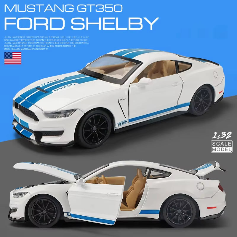 1:32 High Simulation Supercar Ford Mustang Shelby GT350 Car Model Alloy Pull Back Kid Toy Car 4 Open Door Children'S Gifts GT500