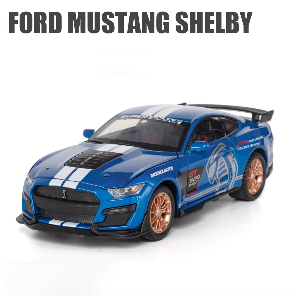 1:32 High Simulation Supercar Ford Mustang Shelby GT350 Car Model Alloy Pull Back Kid Toy Car 4 Open Door Children'S Gifts GT500