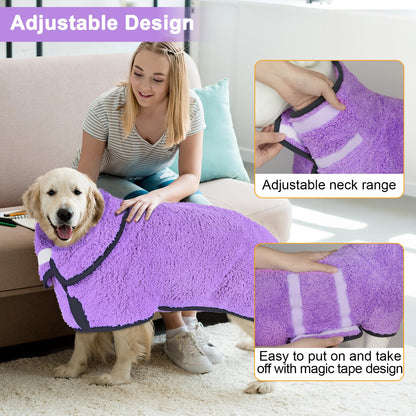 Dog Bathrobe Super Absorbent Dog Towels for Drying Dogs Large Quick Drying Puppy Robes for after Bath Soft Puppy Towel Adjustabl
