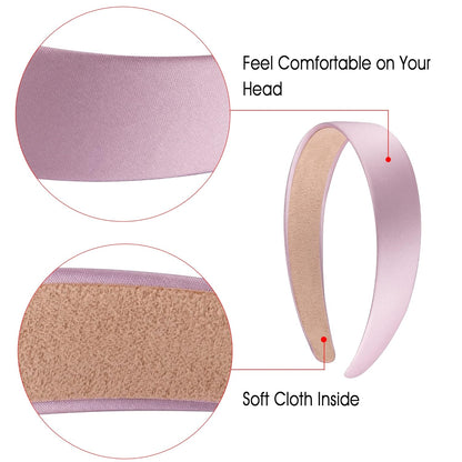 16 Pieces Colorful Satin Hair Accessories - 1 Inch Plastic Covered Headbands for Women and Girls