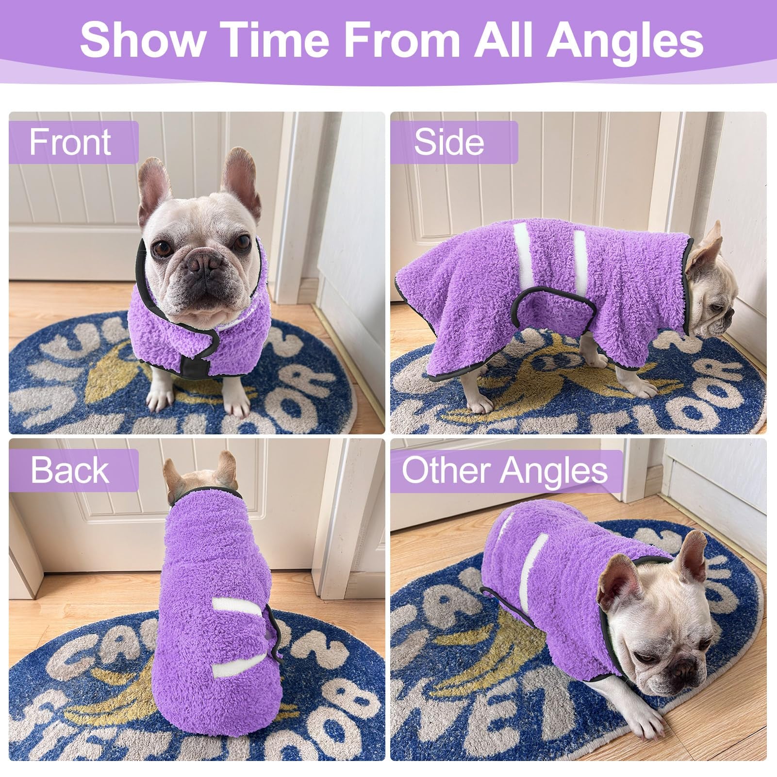 Dog Bathrobe Super Absorbent Dog Towels for Drying Dogs Large Quick Drying Puppy Robes for after Bath Soft Puppy Towel Adjustabl