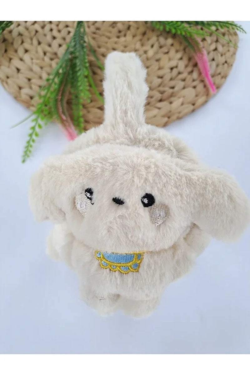 Boys Cream Plush Winter Earmuffs – Fluffy Puppy Ear Warmers for Kids