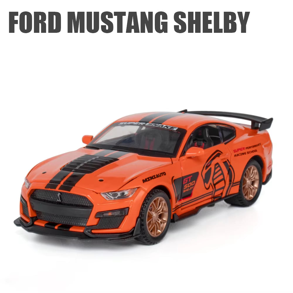 1:32 High Simulation Supercar Ford Mustang Shelby GT350 Car Model Alloy Pull Back Kid Toy Car 4 Open Door Children'S Gifts GT500