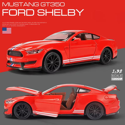 1:32 High Simulation Supercar Ford Mustang Shelby GT350 Car Model Alloy Pull Back Kid Toy Car 4 Open Door Children'S Gifts GT500