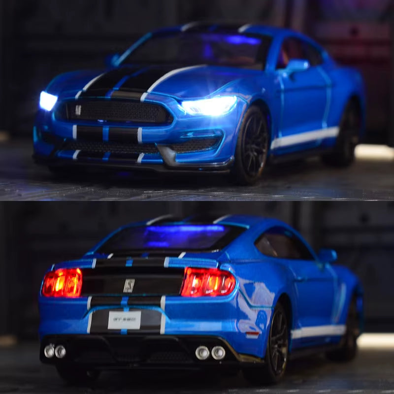 1:32 High Simulation Supercar Ford Mustang Shelby GT350 Car Model Alloy Pull Back Kid Toy Car 4 Open Door Children'S Gifts GT500